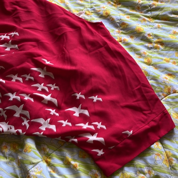 Anthropologie Pins and Needles red, cropped kimono with bird pattern Size M. - Picture 6 of 9
